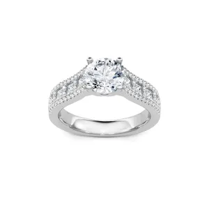 0.53ctw Princess and Round Diamond Engagement Ring