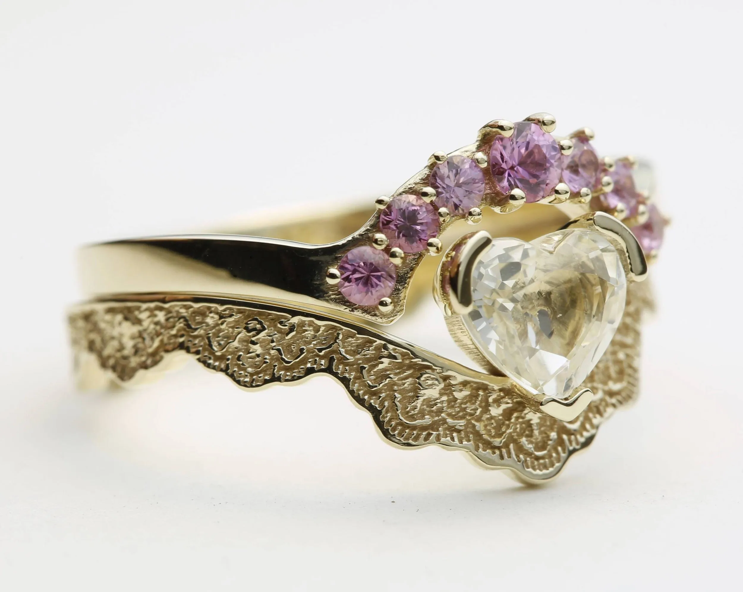 0.90 ct Yellow Heart Shaped Sapphire Stacking Ring Set in 14K Yellow Gold - Size 6.5