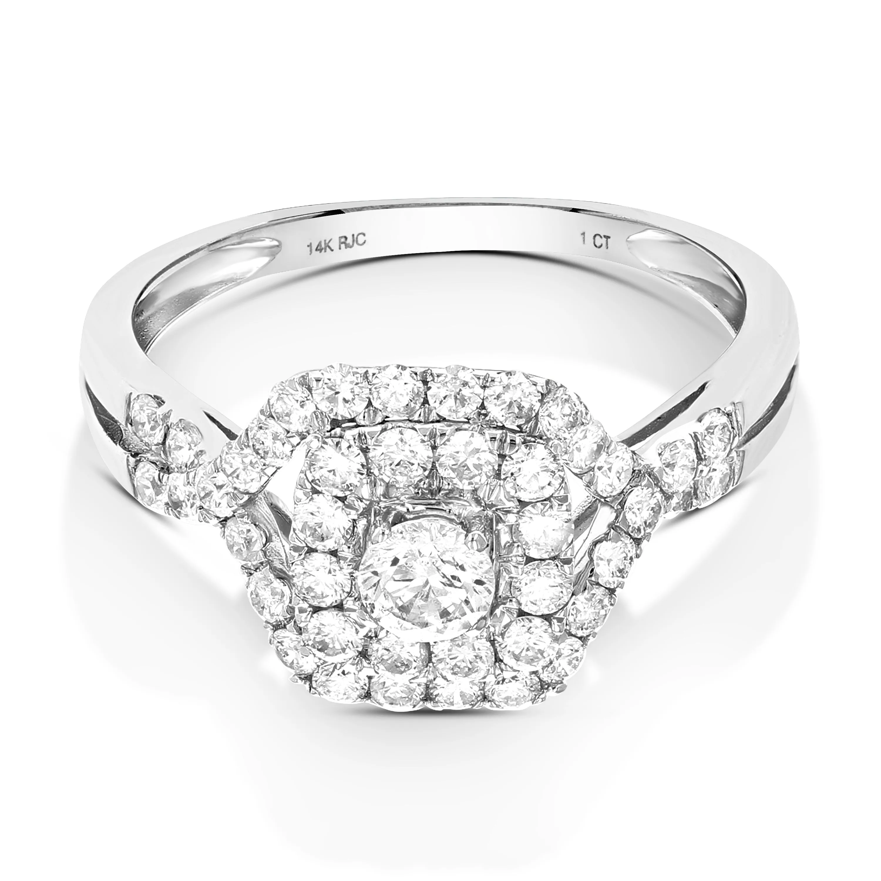 1 cttw Cluster Twisted Diamond Wedding Ring in 14K Gold