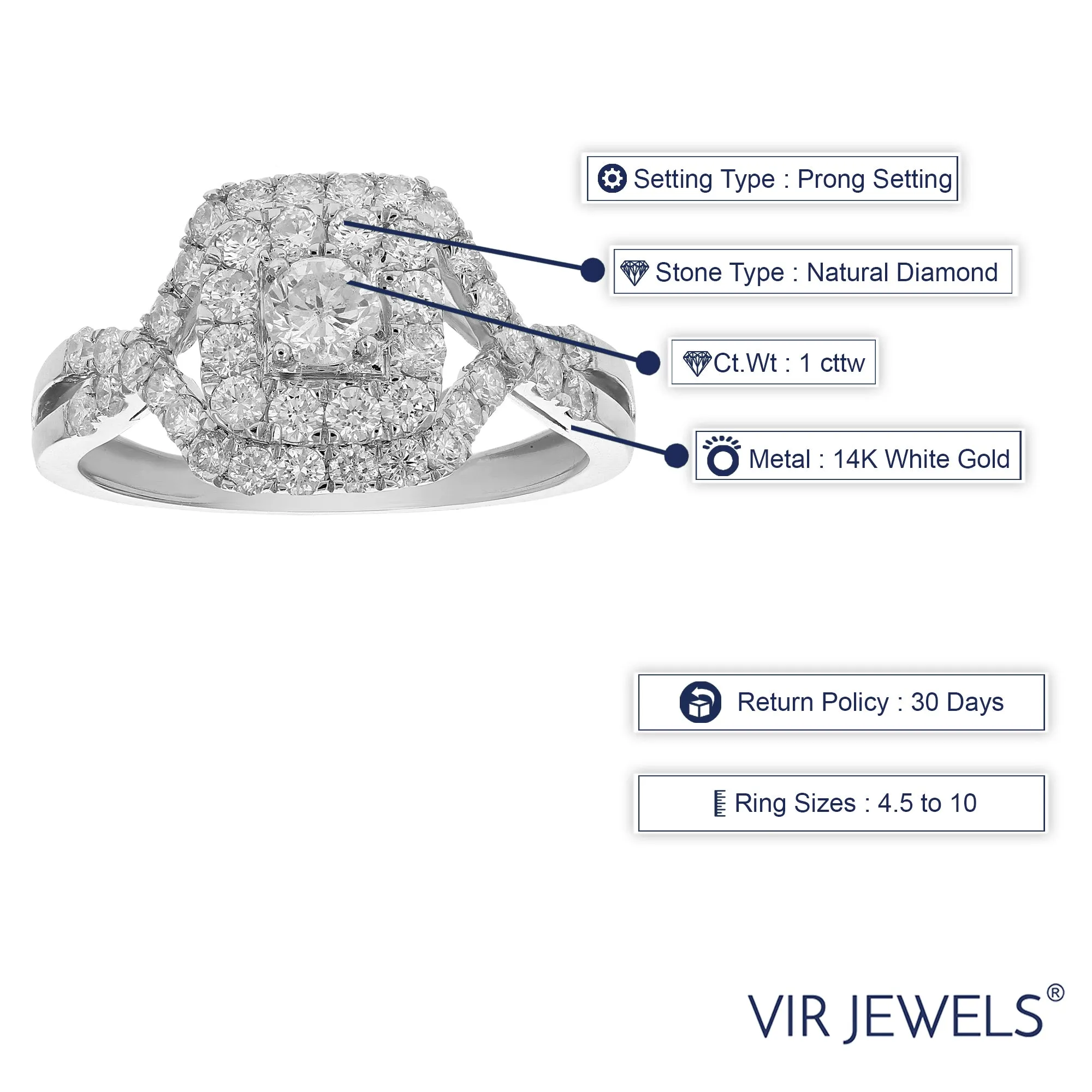 1 cttw Cluster Twisted Diamond Wedding Ring in 14K Gold