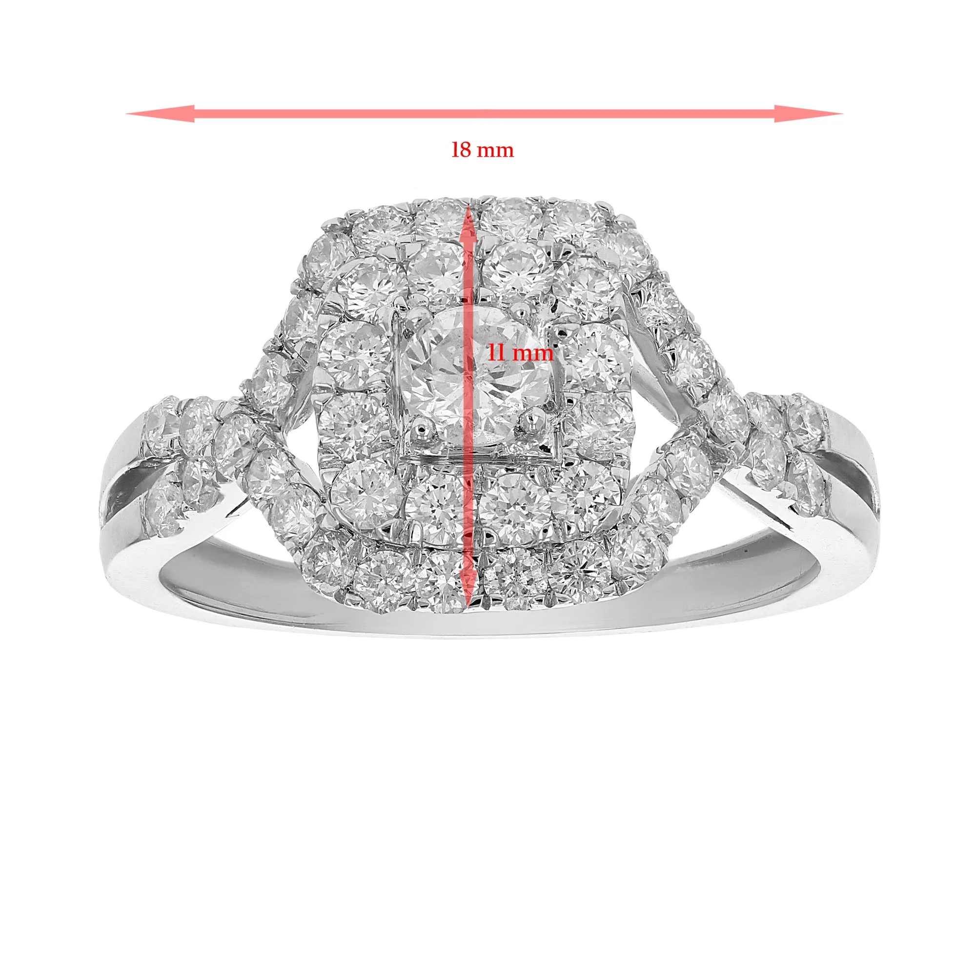 1 cttw Cluster Twisted Diamond Wedding Ring in 14K Gold