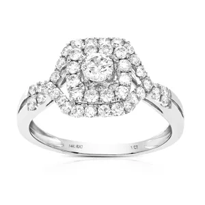 1 cttw Cluster Twisted Diamond Wedding Ring in 14K Gold