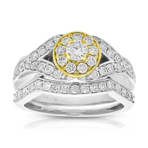 1 cttw Diamond Bridal Ring Set in 14K Two Tone Gold