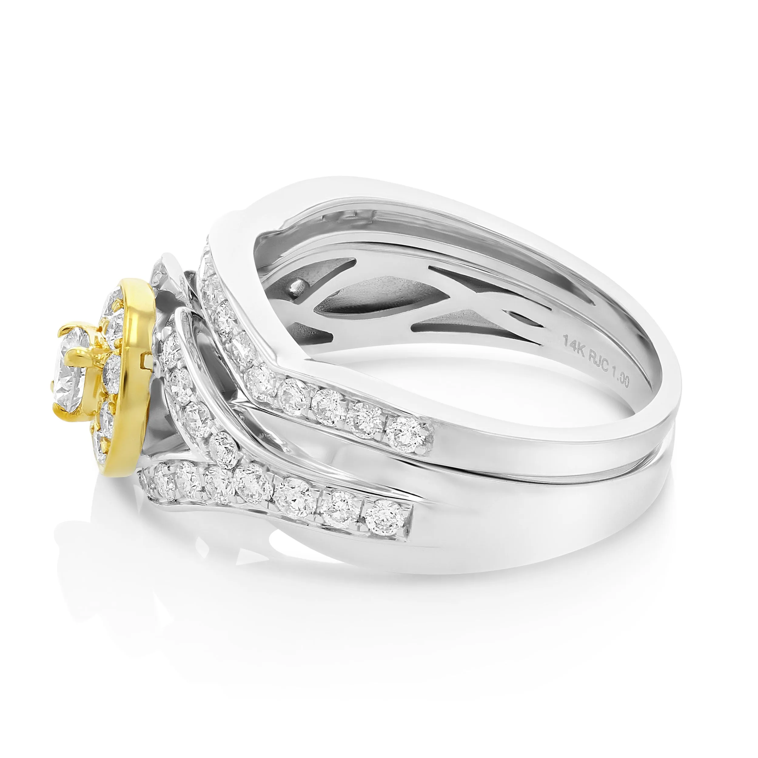 1 cttw Diamond Bridal Ring Set in 14K Two Tone Gold