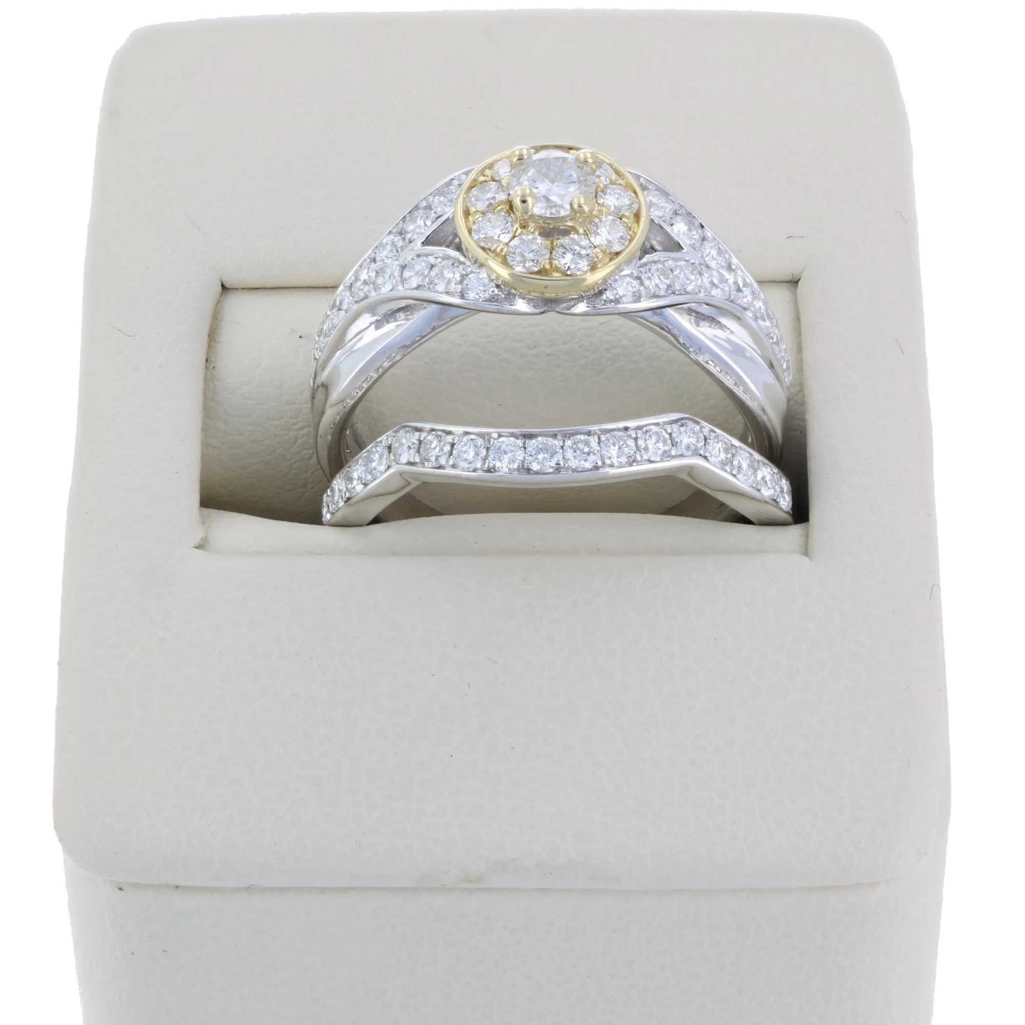 1 cttw Diamond Bridal Ring Set in 14K Two Tone Gold
