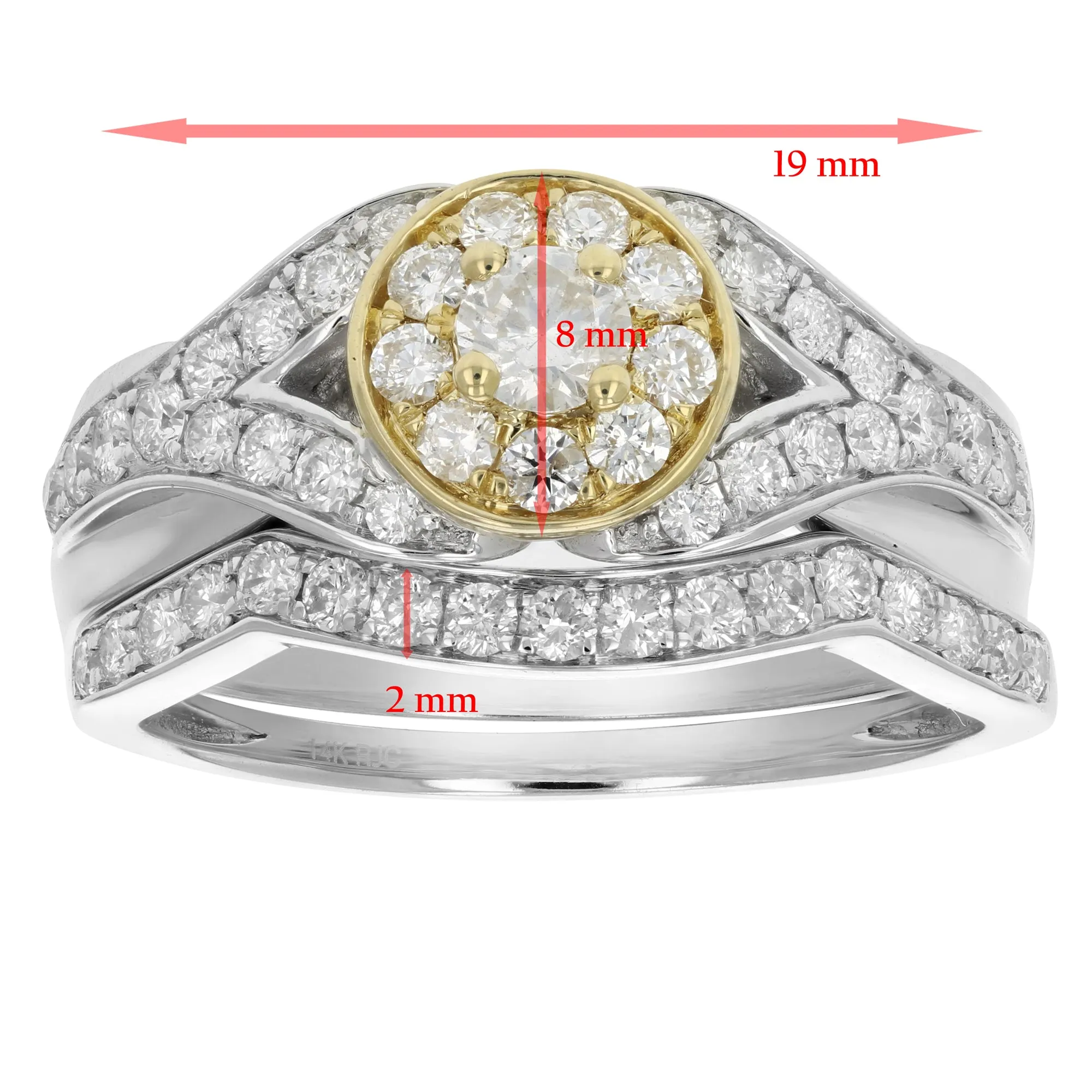 1 cttw Diamond Bridal Ring Set in 14K Two Tone Gold