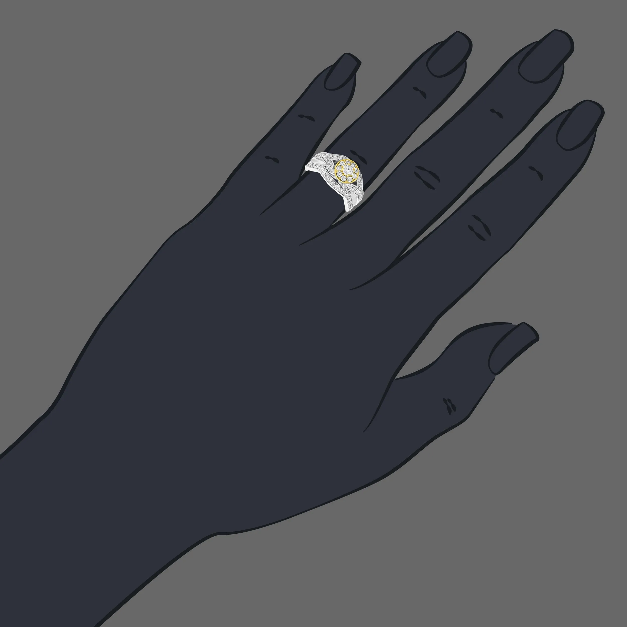 1 cttw Diamond Bridal Ring Set in 14K Two Tone Gold