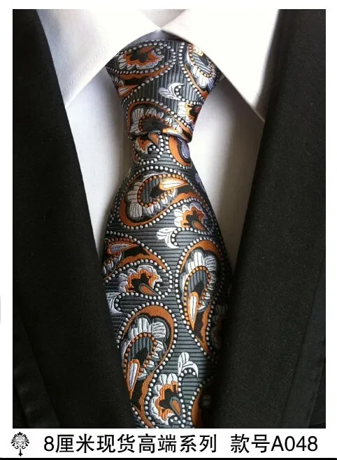 100% silk Thick cloth paisley tie for mens neckties designers fashion men ties 8cm navy and red striped tie wedding dress