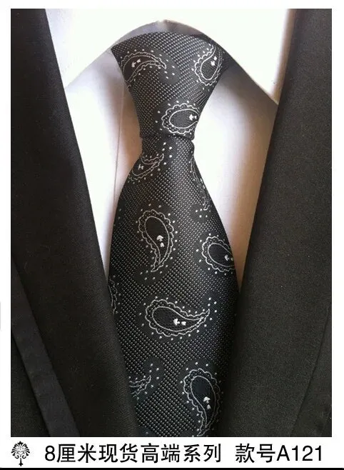 100% silk Thick cloth paisley tie for mens neckties designers fashion men ties 8cm navy and red striped tie wedding dress