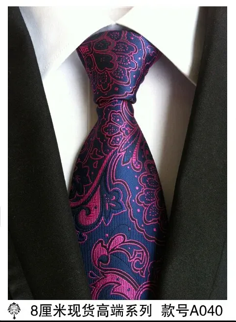 100% silk Thick cloth paisley tie for mens neckties designers fashion men ties 8cm navy and red striped tie wedding dress