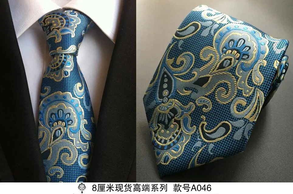 100% silk Thick cloth paisley tie for mens neckties designers fashion men ties 8cm navy and red striped tie wedding dress