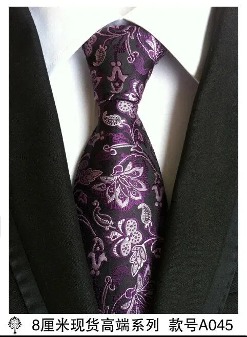 100% silk Thick cloth paisley tie for mens neckties designers fashion men ties 8cm navy and red striped tie wedding dress