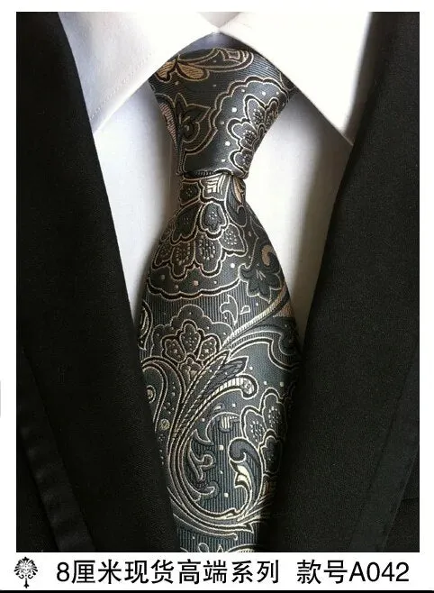 100% silk Thick cloth paisley tie for mens neckties designers fashion men ties 8cm navy and red striped tie wedding dress