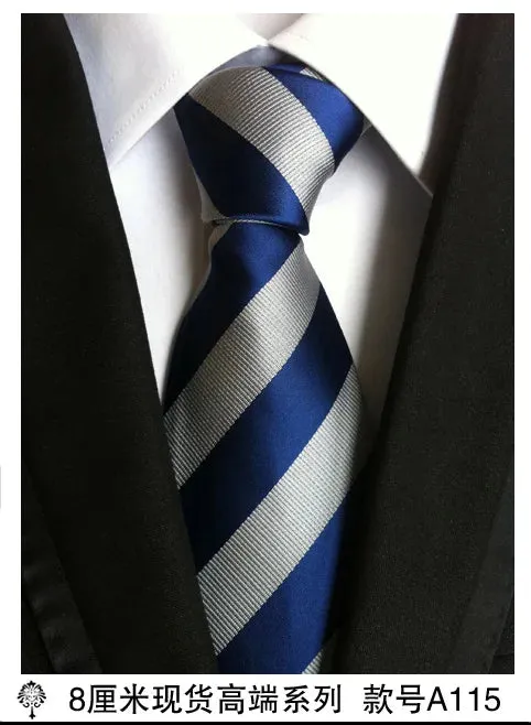 100% silk Thick cloth paisley tie for mens neckties designers fashion men ties 8cm navy and red striped tie wedding dress