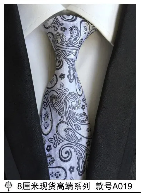 100% silk Thick cloth paisley tie for mens neckties designers fashion men ties 8cm navy and red striped tie wedding dress
