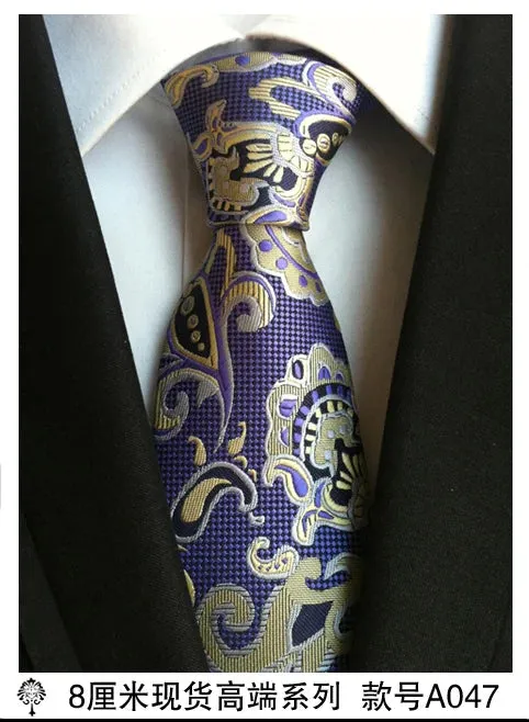 100% silk Thick cloth paisley tie for mens neckties designers fashion men ties 8cm navy and red striped tie wedding dress