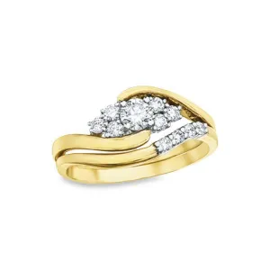 10K Yellow and White Gold 0.41TDW Diamond & 0.23 CT Canadian Diamond Wedding Set