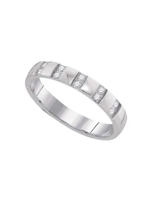 10kt White Gold Mens Round Diamond Machine-set Comfort 4mm Wedding Band Ring 1/6 Cttw