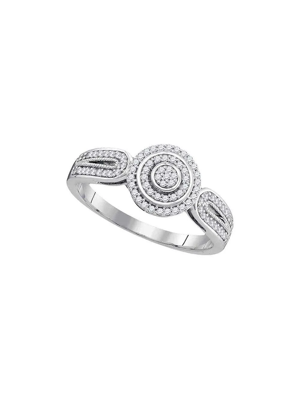 10kt White Gold Round Diamond Circle Cluster Bridal Wedding Engagement Ring 1/5 Cttw