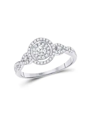 10kt White Gold Round Diamond Solitaire Bridal Wedding Engagement Ring 3/8 Cttw