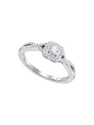10kt White Gold Round Diamond Solitaire Twist Bridal Wedding Engagement Ring 1/3 Cttw