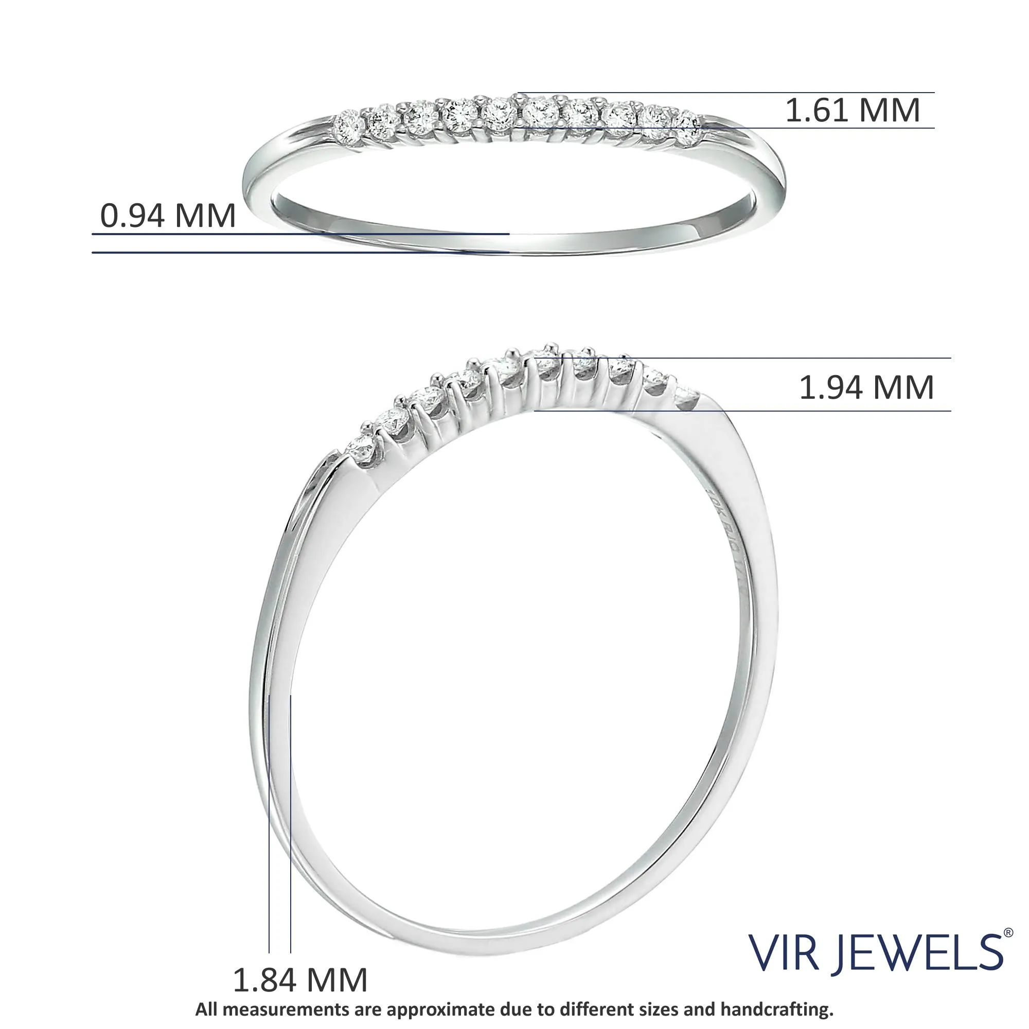 1/10 cttw Petite Diamond Wedding Band in 10k Gold