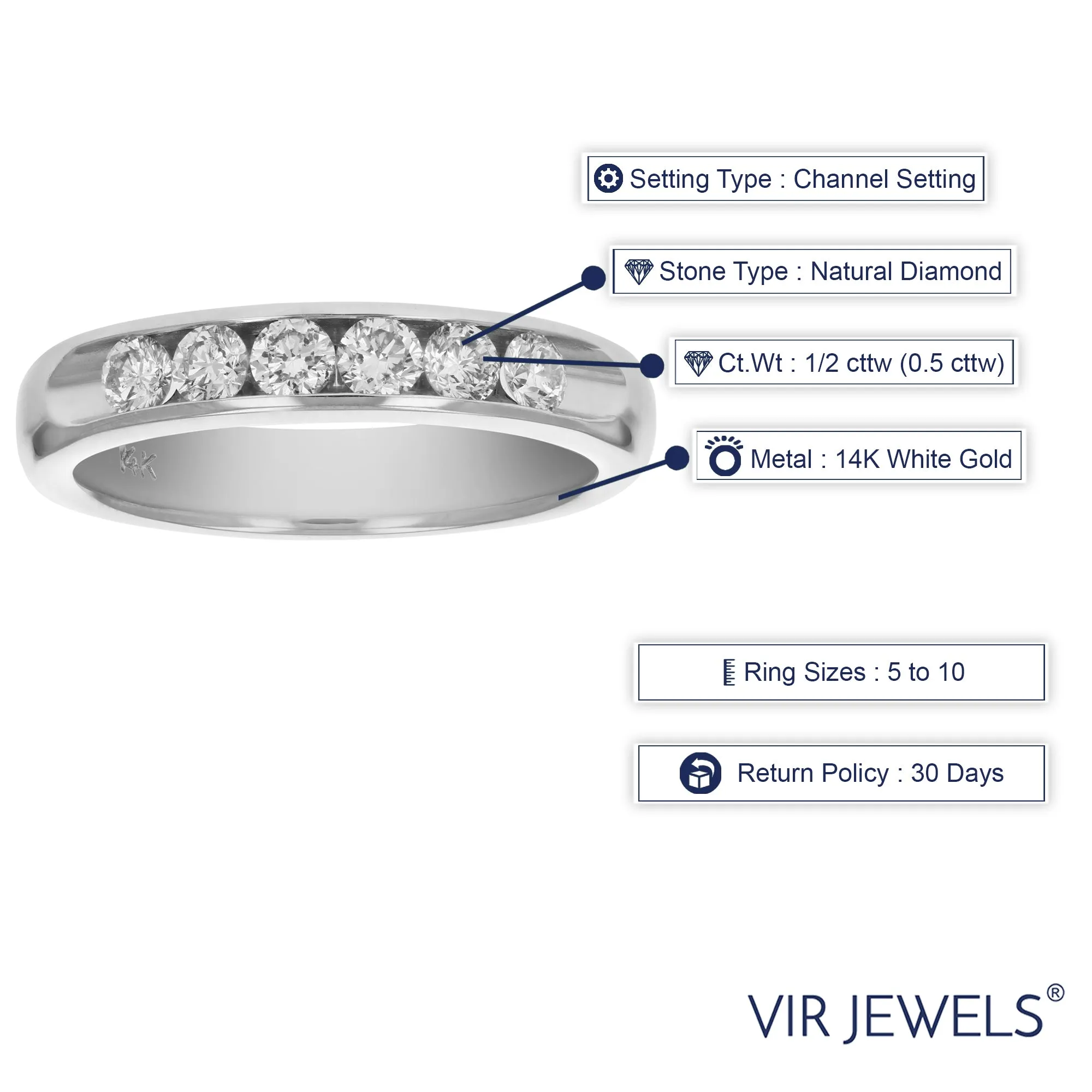 1/2 cttw Diamond Machine Wedding Band in 14K White Gold