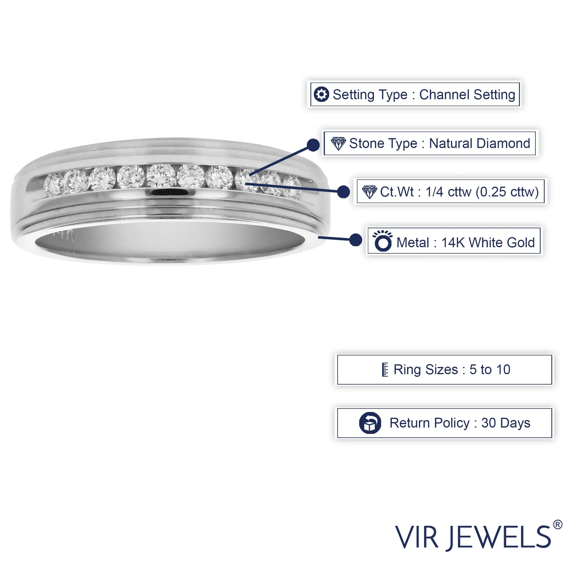 1/4 cttw Diamond Channel Machine Wedding Band in 14K White Gold