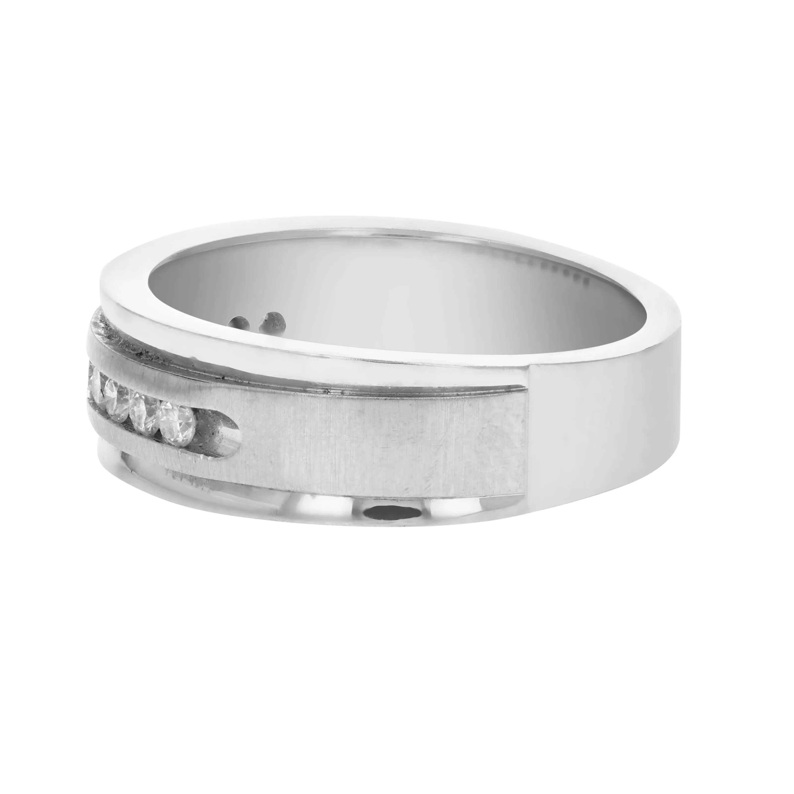 1/4 cttw Diamond Machine Wedding Channel Band in 14K White Gold