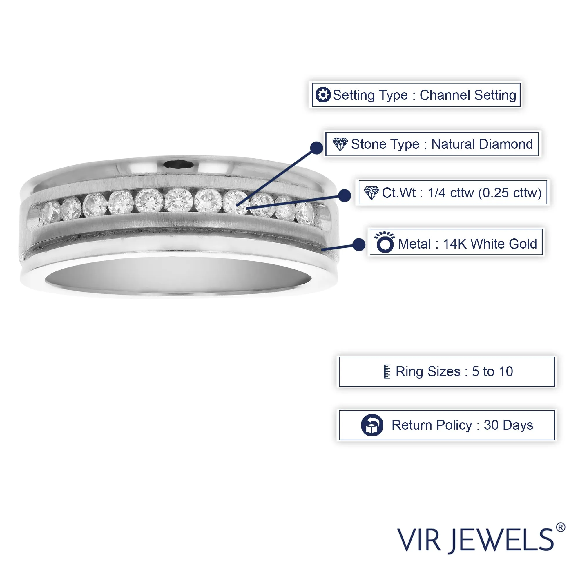 1/4 cttw Diamond Machine Wedding Channel Band in 14K White Gold