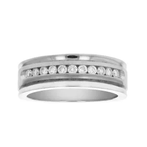 1/4 cttw Diamond Machine Wedding Channel Band in 14K White Gold