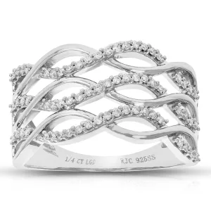 1/4 cttw Lab Grown Diamond Infinity Wedding Band Sterling Silver