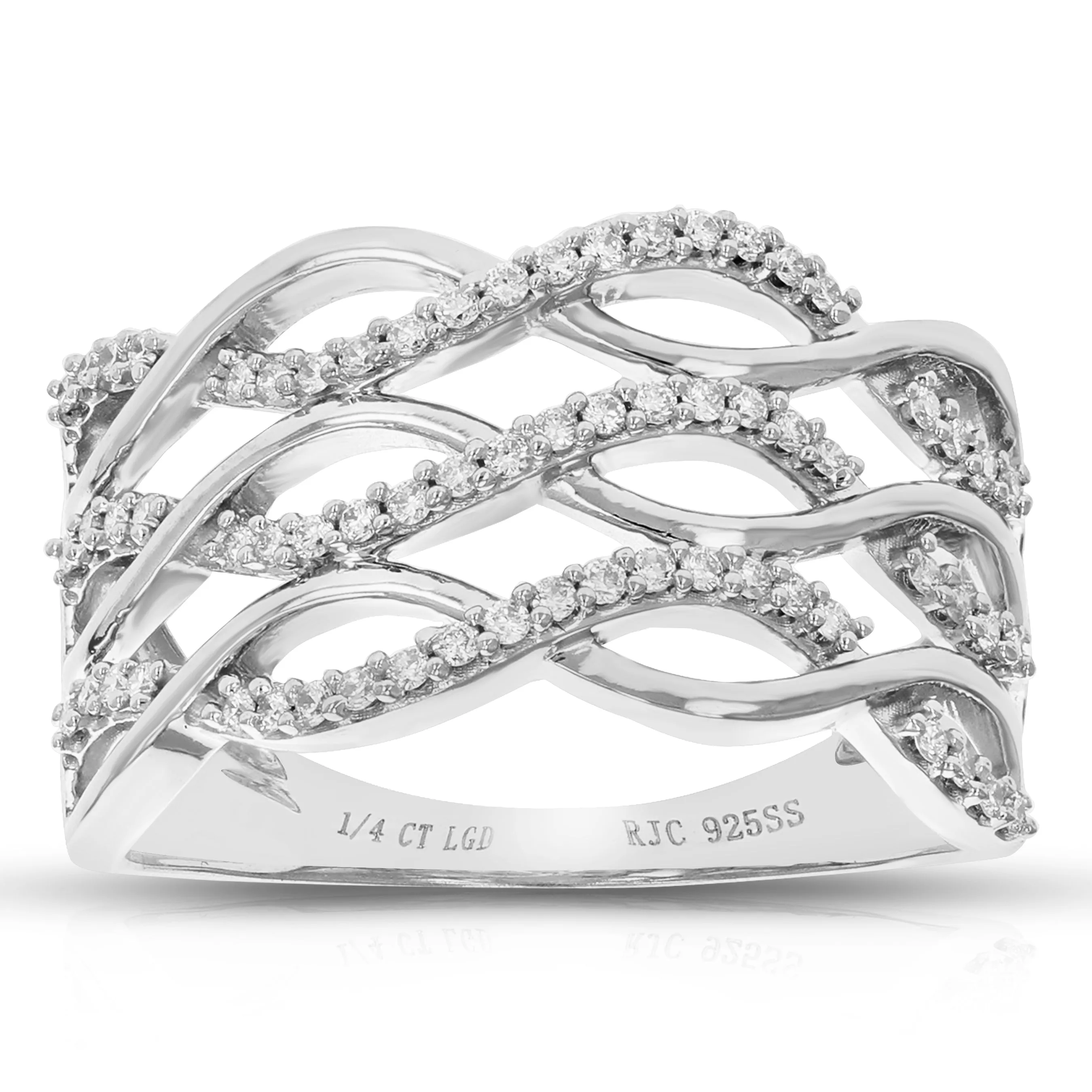 1/4 cttw Lab Grown Diamond Infinity Wedding Band Sterling Silver