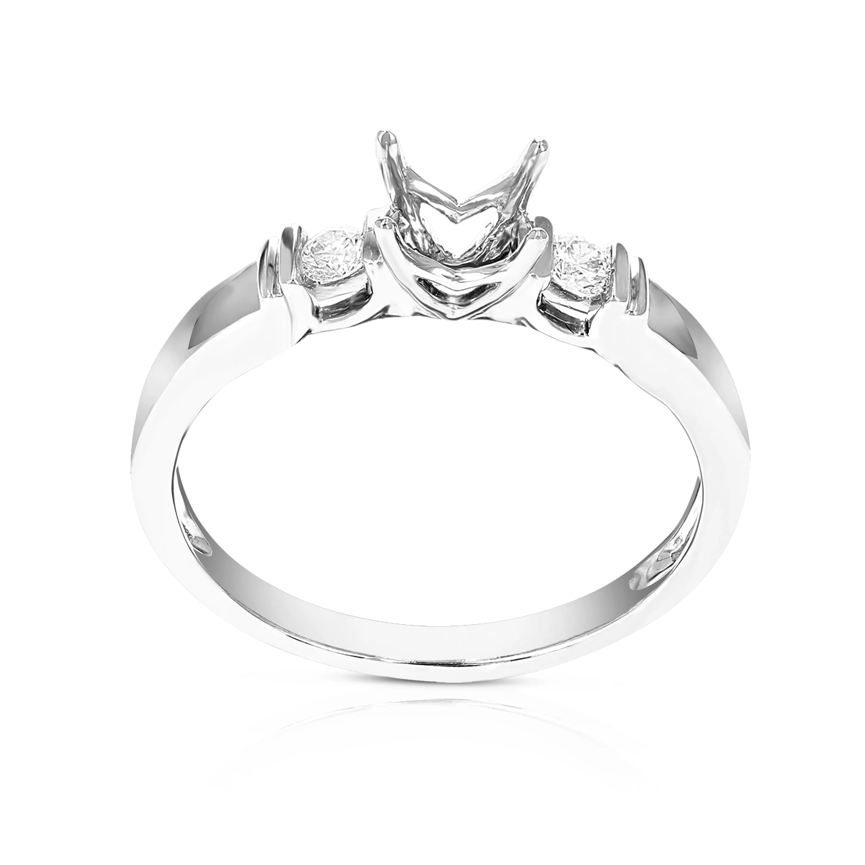1/4 cttw Semi Mount Diamond Wedding Ring Set in 14K White Gold