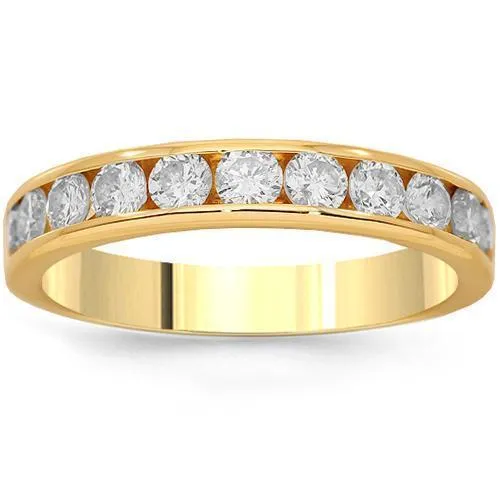 14K Solid Yellow Gold Womens Diamond Wedding Ring Band 1.10 Ctw