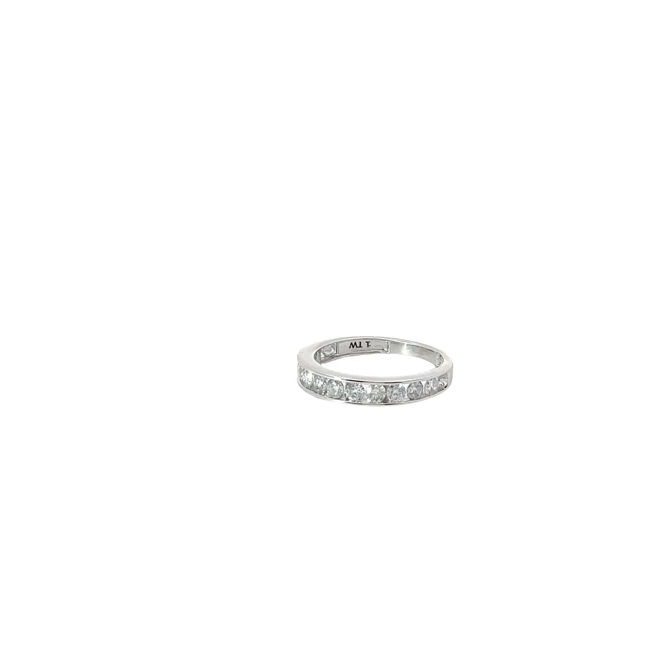 14K WHITE GOLD 1 CT G SI2 14 DIAMOND CHANNEL SET WEDDING BAND SIZE 7 1/4