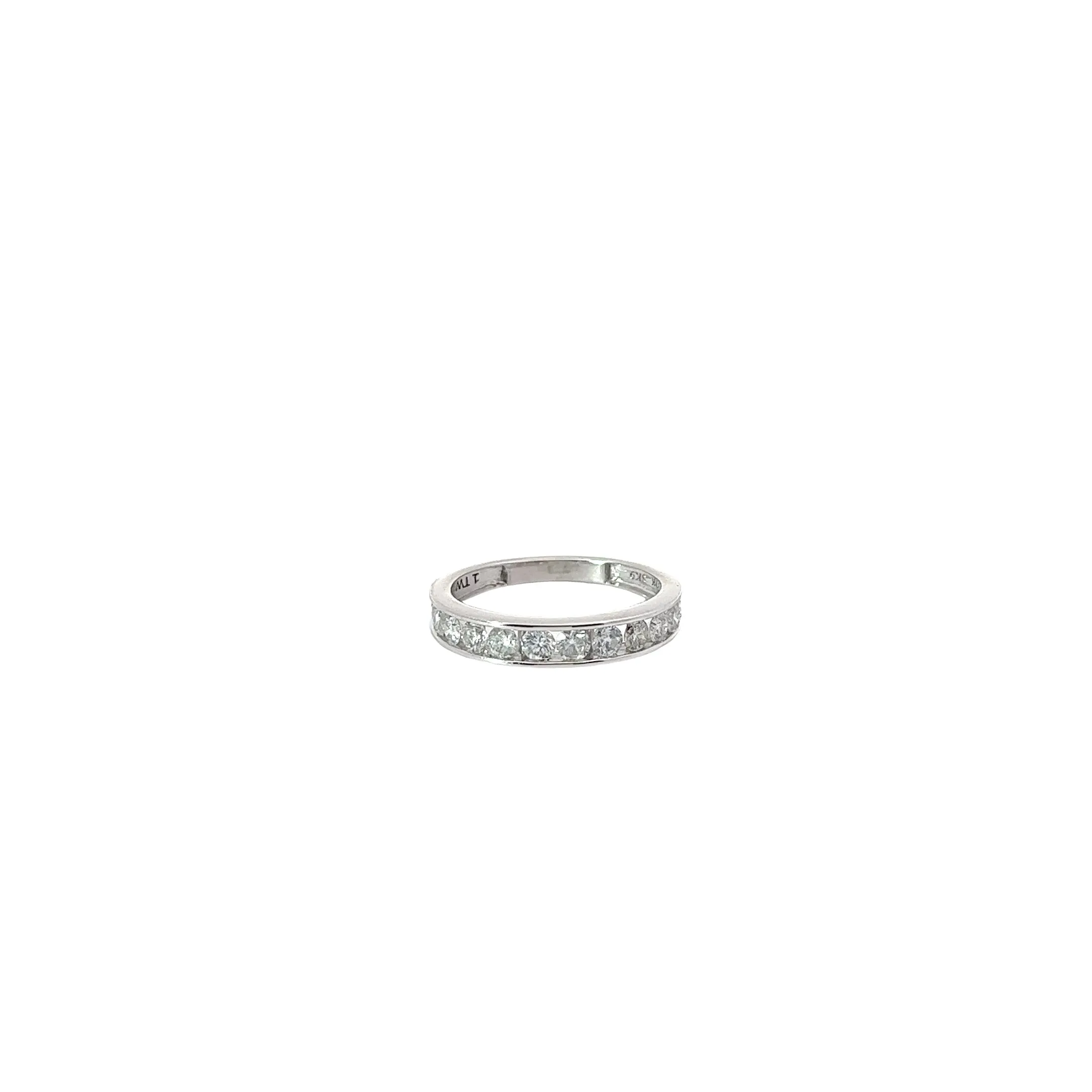 14K WHITE GOLD 1 CT G SI2 14 DIAMOND CHANNEL SET WEDDING BAND SIZE 7 1/4