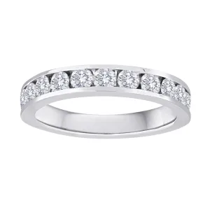 14K White Gold Channel Set Diamond Wedding Band, 1ct tdw