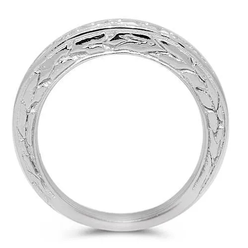 14K White Solid Gold Mens Diamond Wedding Ring Band 1 Ctw
