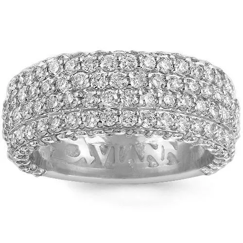 14K White Solid Gold Mens Diamond Wedding Ring Band 4 Ctw