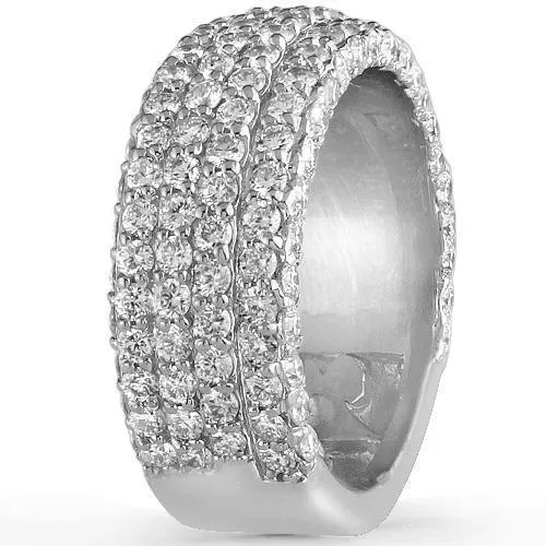 14K White Solid Gold Mens Diamond Wedding Ring Band 4 Ctw