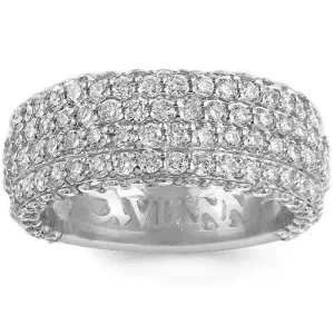 14K White Solid Gold Mens Diamond Wedding Ring Band 4 Ctw