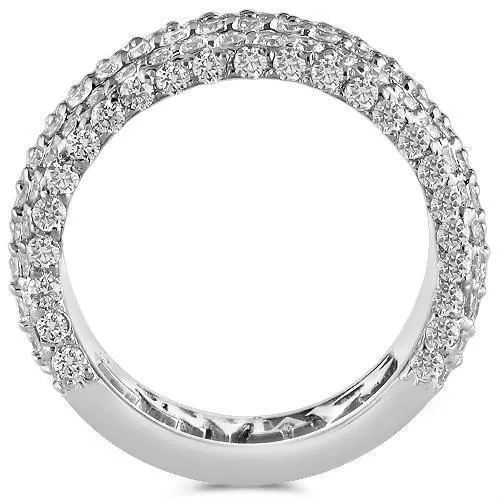14K White Solid Gold Mens Diamond Wedding Ring Band 4 Ctw