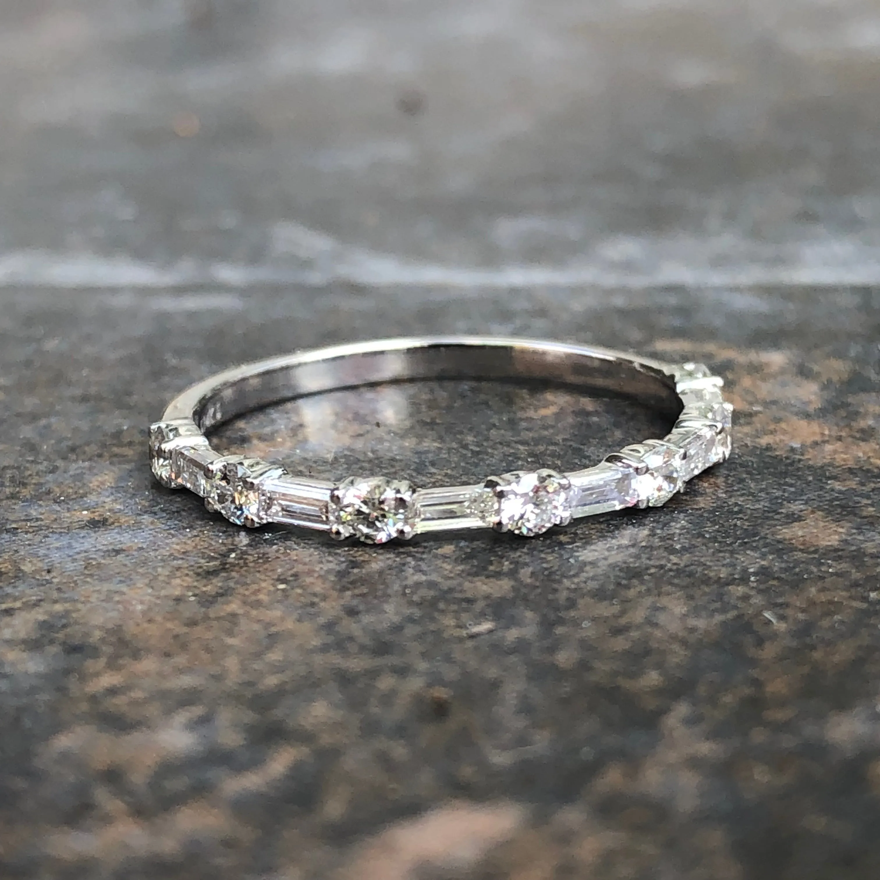 14KT White Gold 1/2 CTW Baguette Wedding Band Ring Size 7