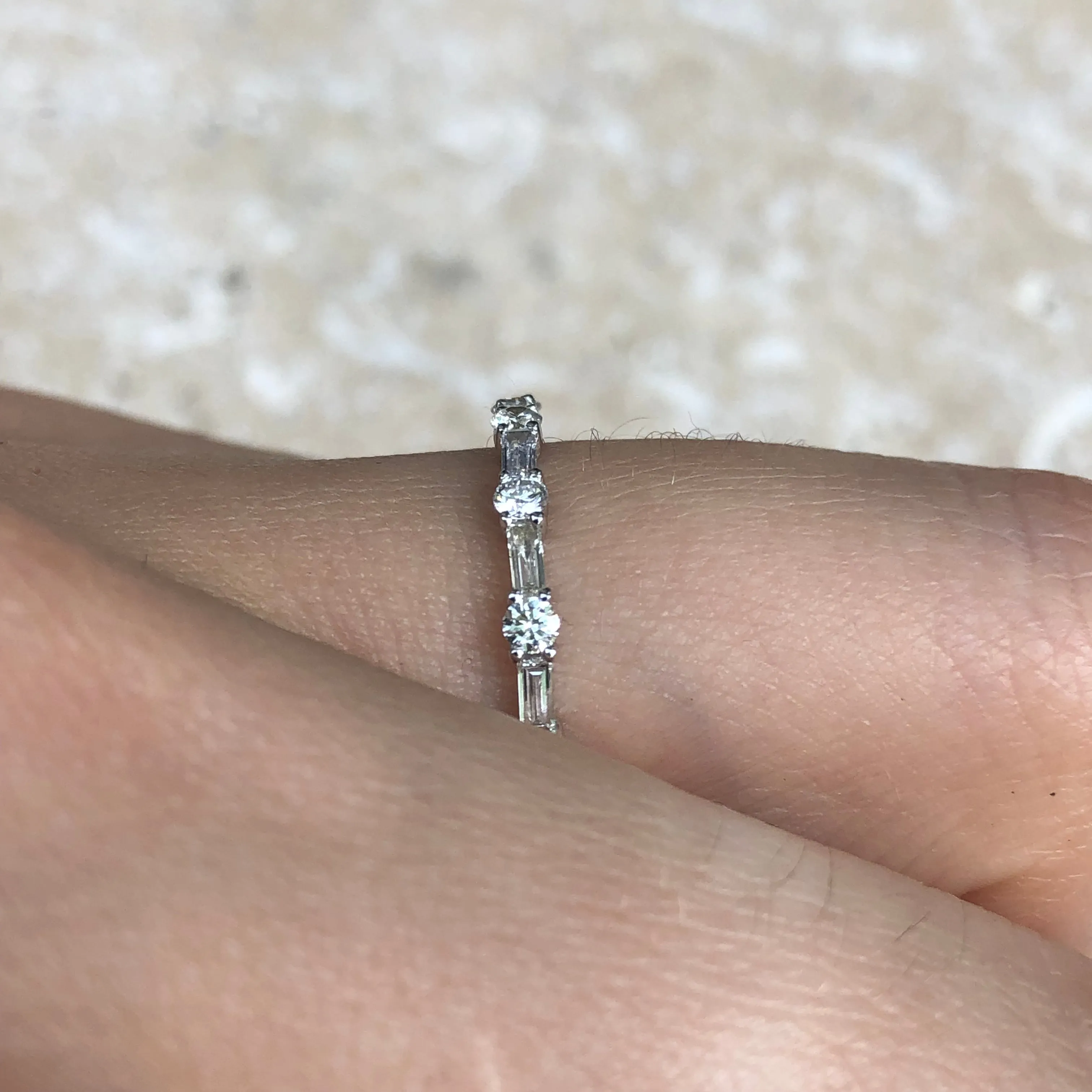 14KT White Gold 1/2 CTW Baguette Wedding Band Ring Size 7