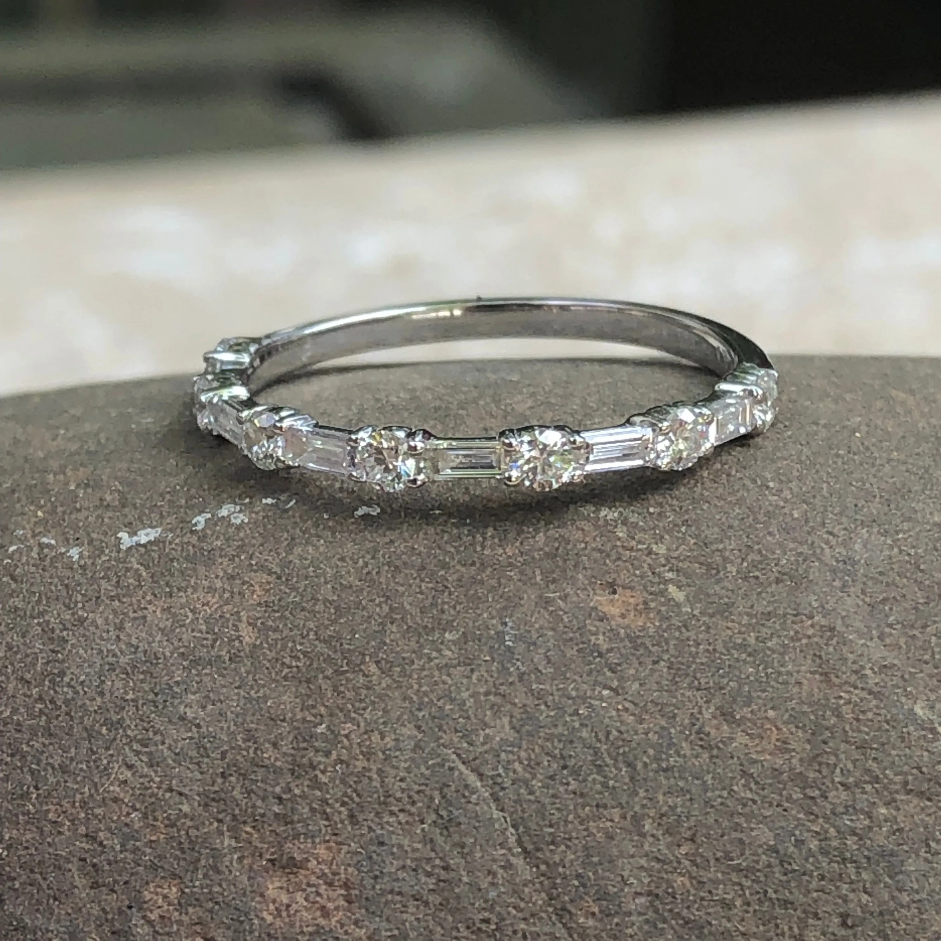 14KT White Gold 1/2 CTW Baguette Wedding Band Ring Size 7