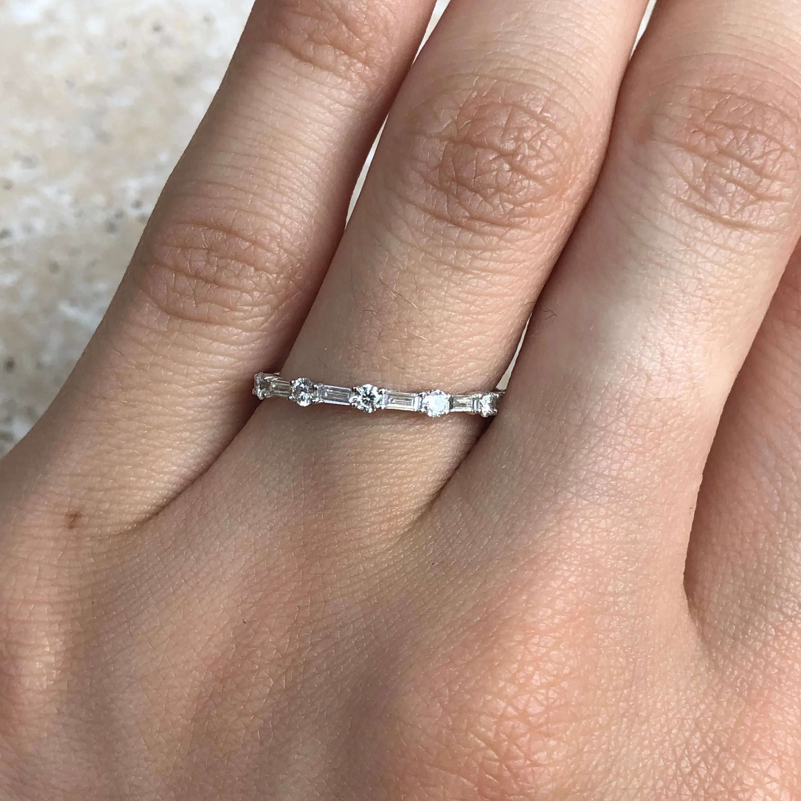 14KT White Gold 1/2 CTW Baguette Wedding Band Ring Size 7