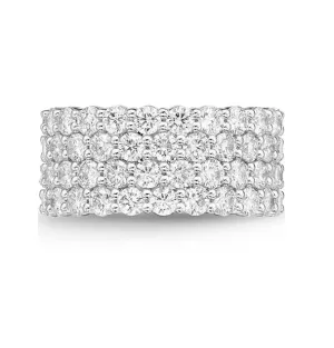 18k White Gold 0.91 Ct Diamond Four Row Wedding Band