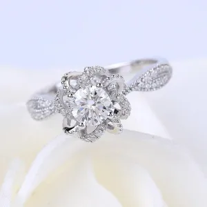 18k White Gold 1.0 Ct 6.5mm Round Cut Diamond Wedding Ring