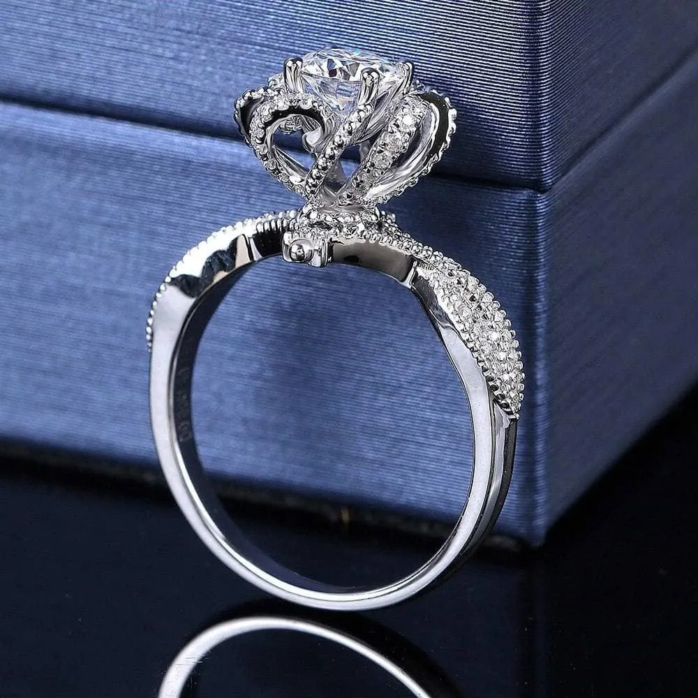 18k White Gold 1.0 Ct 6.5mm Round Cut Diamond Wedding Ring